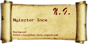 Nyisztor Ince névjegykártya